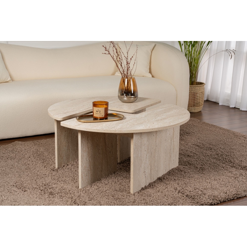 Tavolino da salotto LUVIA, finitura effetto marmo beige