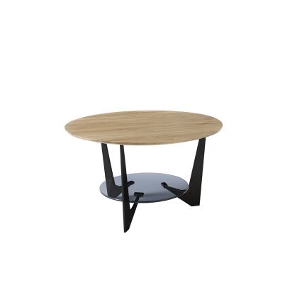 Tavolino da salotto MARMO Ø 70 cm rovere/nero
