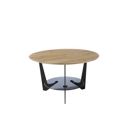 Tavolino da salotto MARMO Ø 70 cm rovere/nero