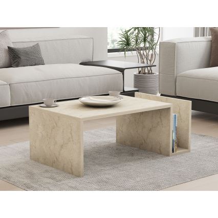 Tavolino da salotto MONEL con finitura effetto marmo beige