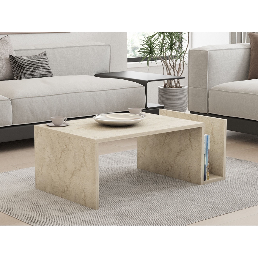 Tavolino da salotto MONEL con finitura effetto marmo beige