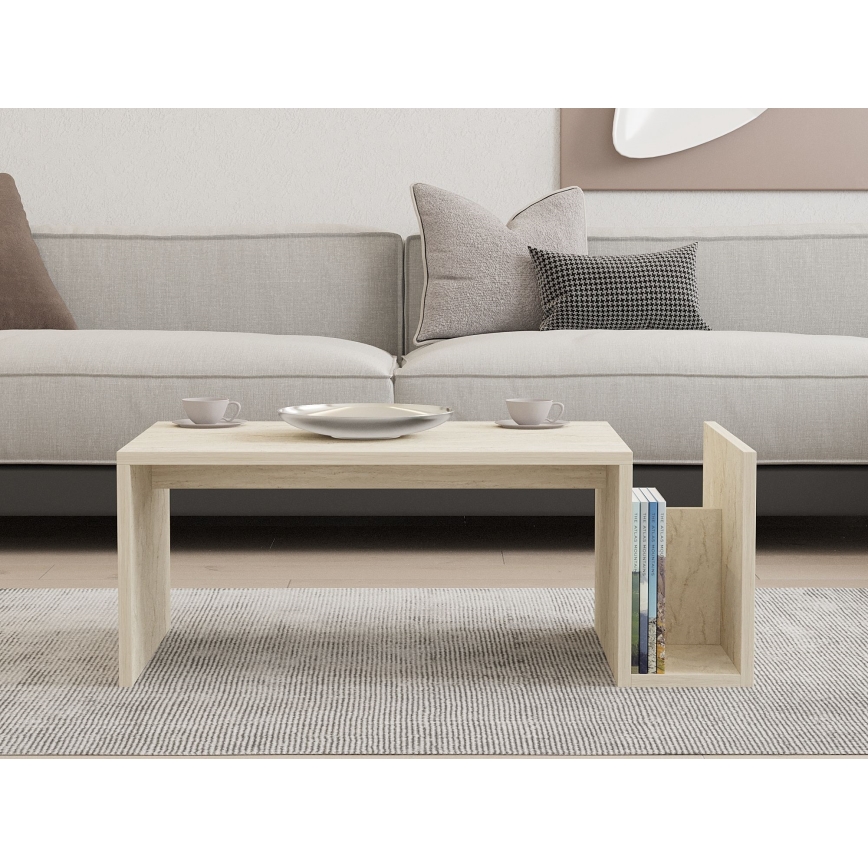 Tavolino da salotto MONEL con finitura effetto marmo beige