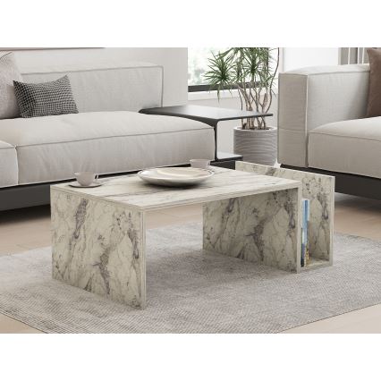 Tavolino da salotto MONEL, finitura effetto marmo grigio