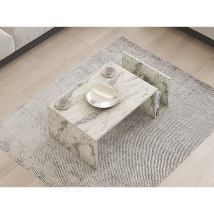 Tavolino da salotto MONEL, finitura effetto marmo grigio