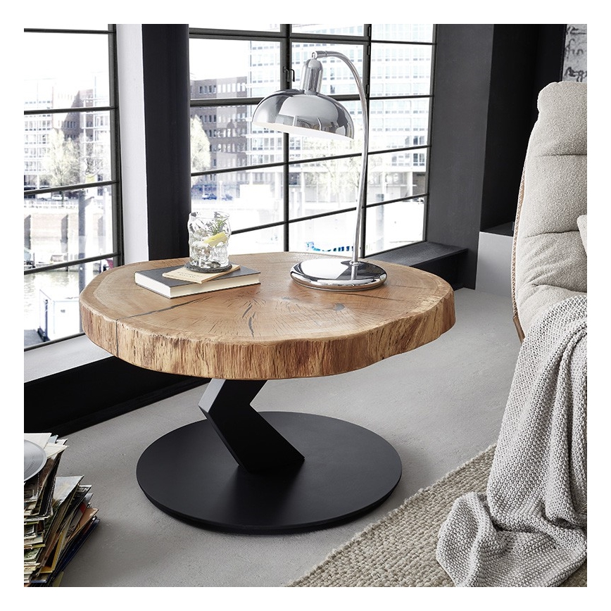 Tavolino da salotto ODIN Ø 75 cm rovere/nero