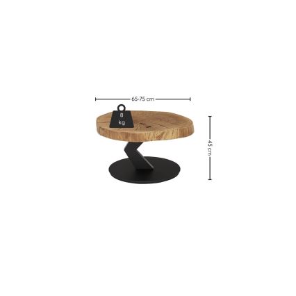 Tavolino da salotto ODIN Ø 75 cm rovere/nero