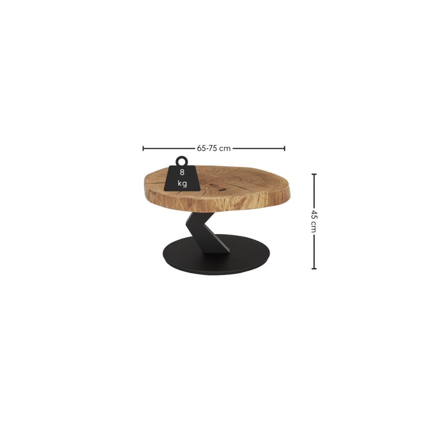 Tavolino da salotto ODIN Ø 75 cm rovere/nero
