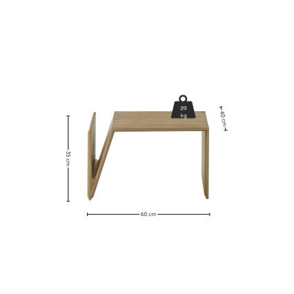 Tavolino da salotto PRISM 60x40 cm regolabile in verticale e in orizzontale, finitura rovere