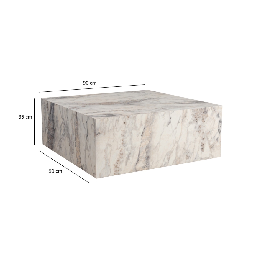 Tavolino da salotto PRIZMA 90x90 cm in marmo