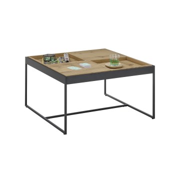 Tavolino da salotto PULSE 83x83 cm rovere/nero