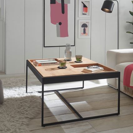 Tavolino da salotto PULSE 83x83 cm rovere/nero