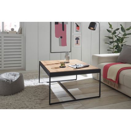 Tavolino da salotto PULSE 83x83 cm rovere/nero