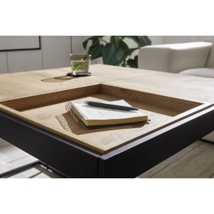Tavolino da salotto PULSE 83x83 cm rovere/nero