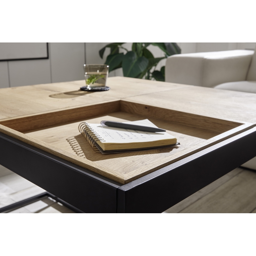 Tavolino da salotto PULSE 83x83 cm rovere/nero