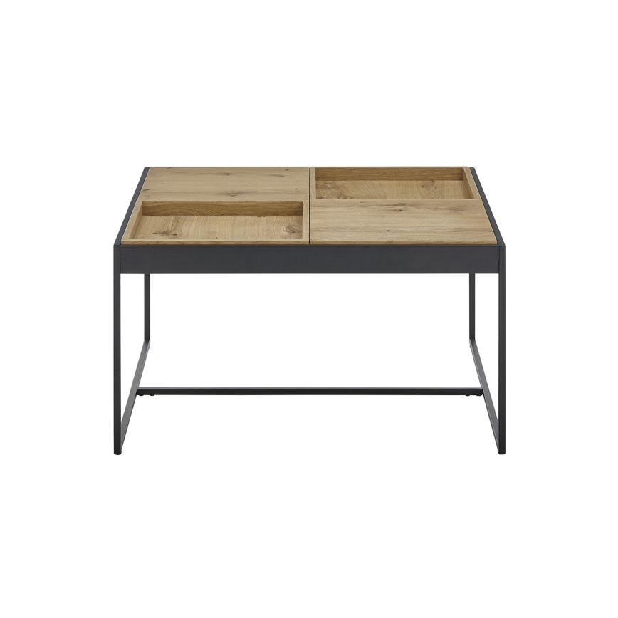 Tavolino da salotto PULSE 83x83 cm rovere/nero