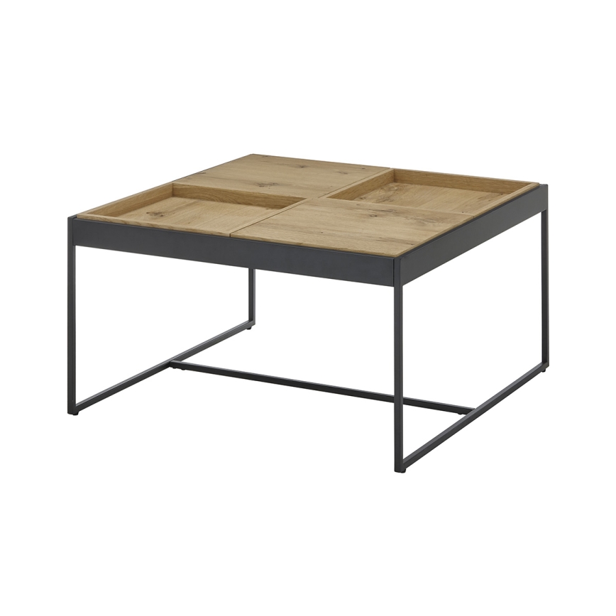 Tavolino da salotto PULSE 83x83 cm rovere/nero