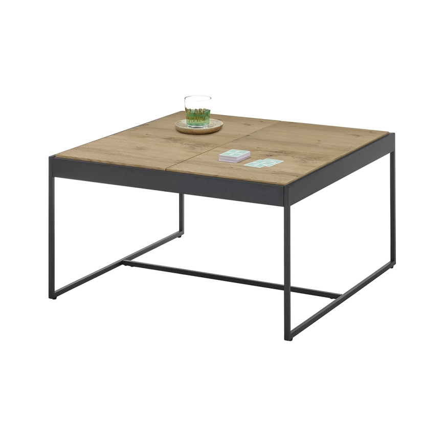 Tavolino da salotto PULSE 83x83 cm rovere/nero