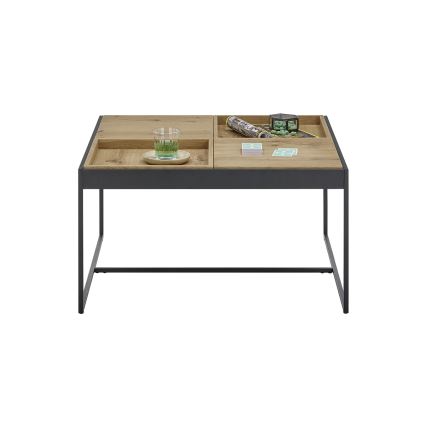 Tavolino da salotto PULSE 83x83 cm rovere/nero