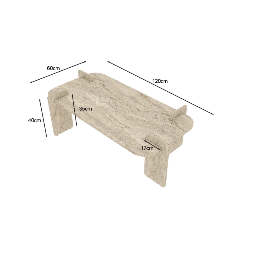 Tavolino da salotto PURO 120x60 cm beige