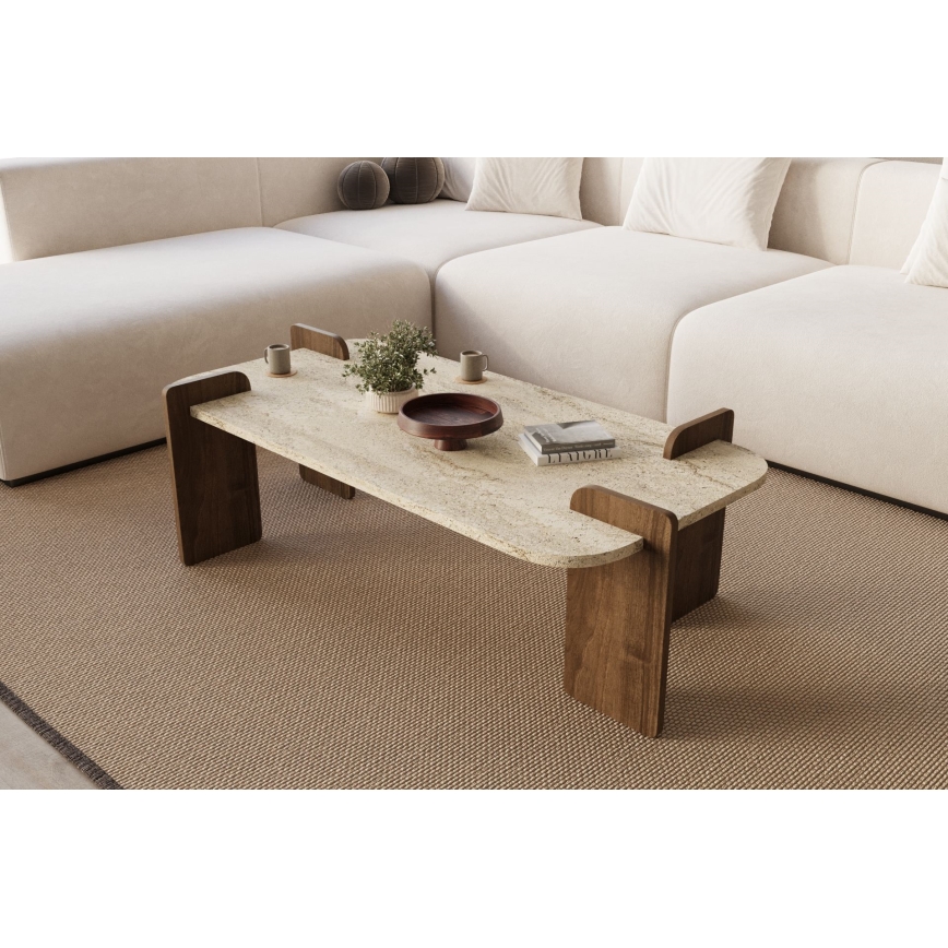 Tavolino da salotto PURO 120x60 cm noce/beige