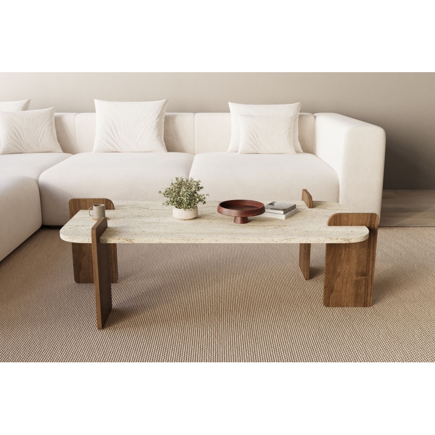 Tavolino da salotto PURO 120x60 cm noce/beige