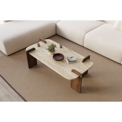 Tavolino da salotto PURO 120x60 cm noce/beige