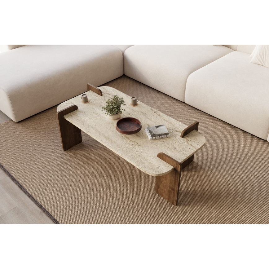 Tavolino da salotto PURO 120x60 cm noce/beige