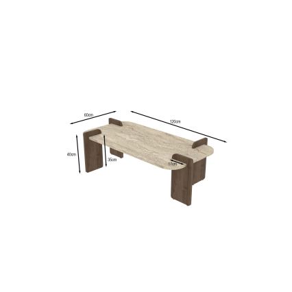 Tavolino da salotto PURO 120x60 cm noce/beige