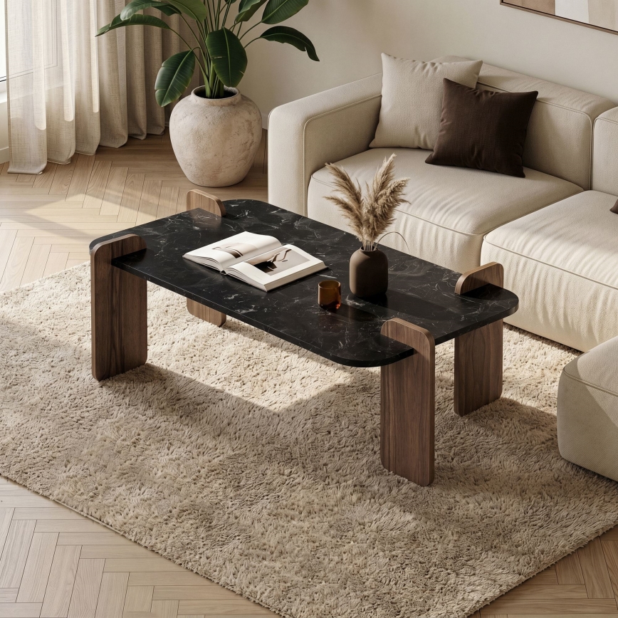 Tavolino da salotto PURO 120x60 cm noce/nero