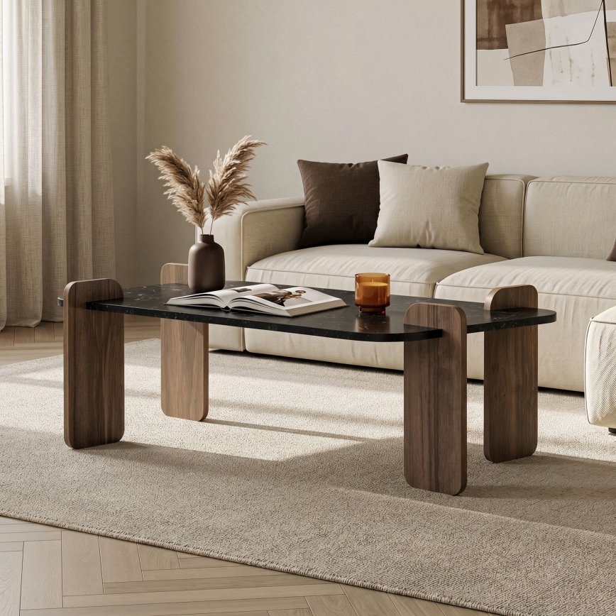 Tavolino da salotto PURO 120x60 cm noce/nero