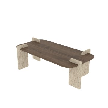 Tavolino da salotto PURO 120x60 cm travertino/noce
