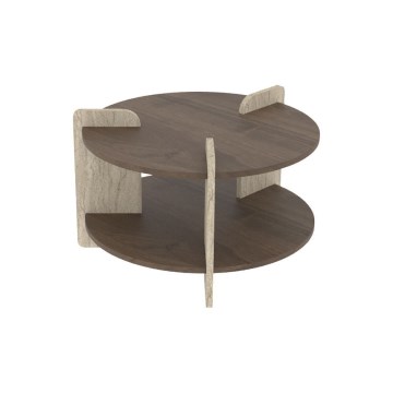 Tavolino da salotto PURO 70x70 cm noce/travertino