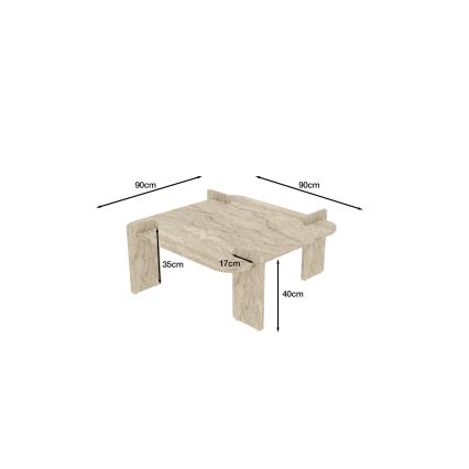 Tavolino da salotto PURO 90x90 cm, beige