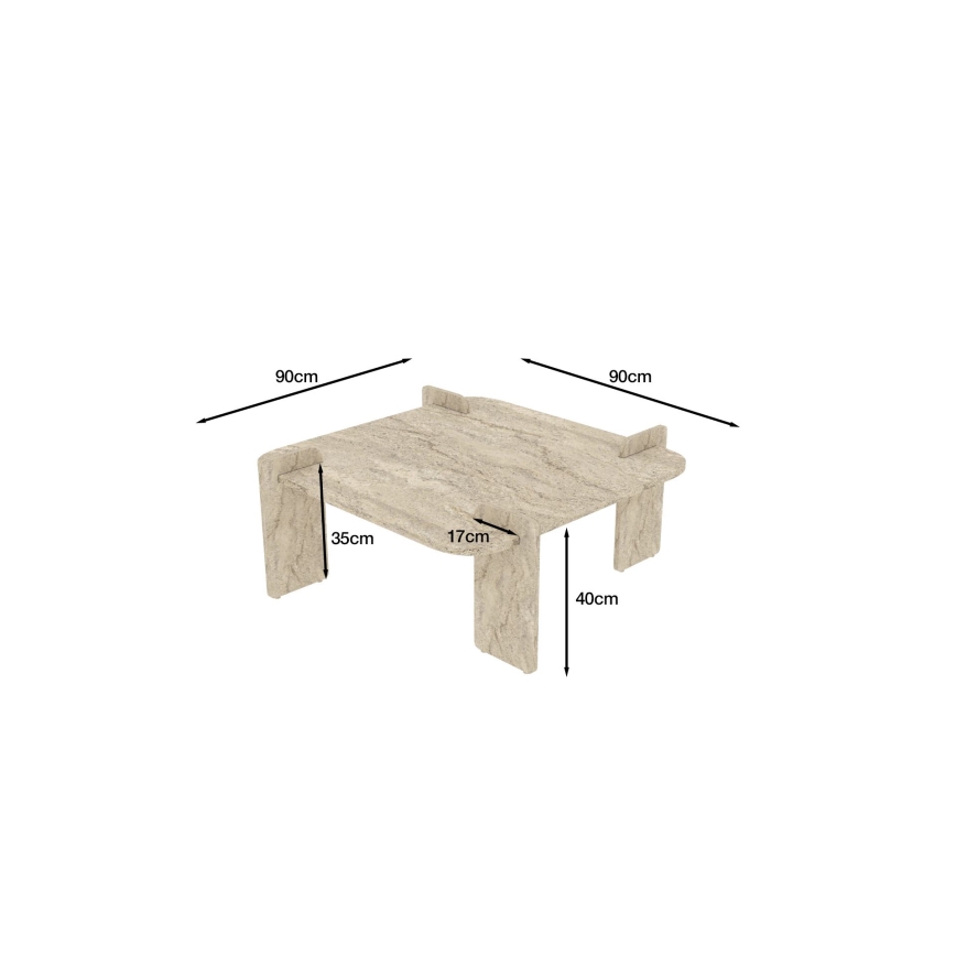 Tavolino da salotto PURO 90x90 cm, beige