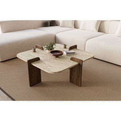 Tavolino da salotto PURO 90x90 cm beige/noce