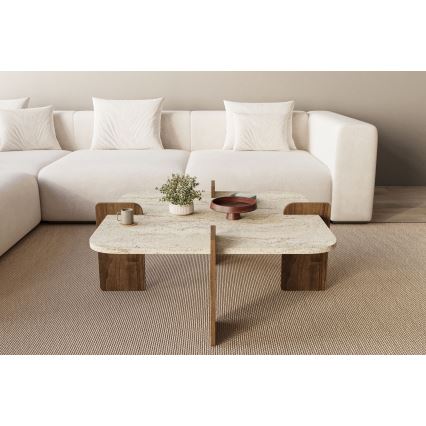 Tavolino da salotto PURO 90x90 cm beige/noce