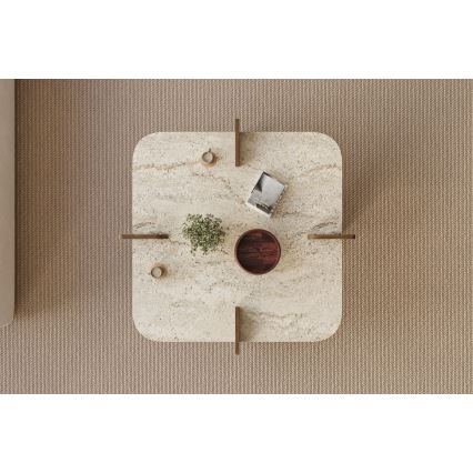 Tavolino da salotto PURO 90x90 cm beige/noce