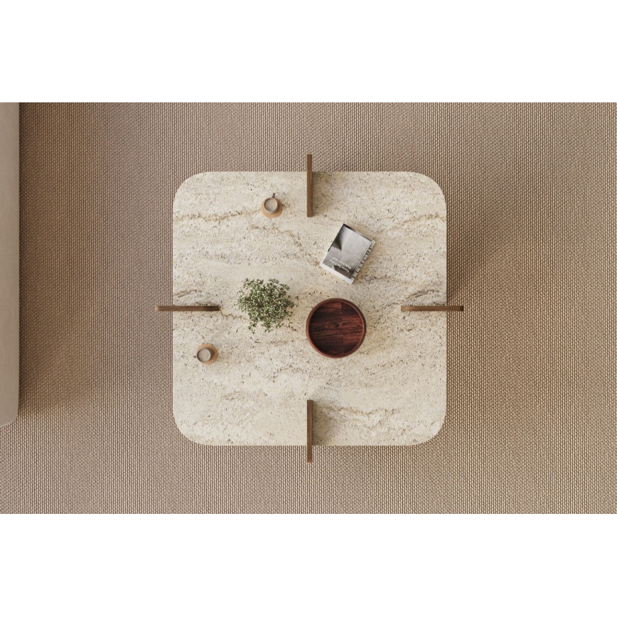 Tavolino da salotto PURO 90x90 cm beige/noce