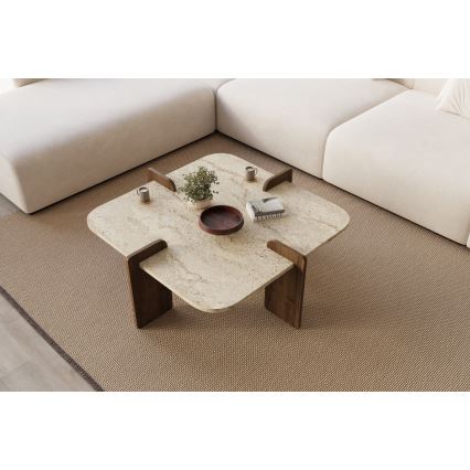 Tavolino da salotto PURO 90x90 cm beige/noce