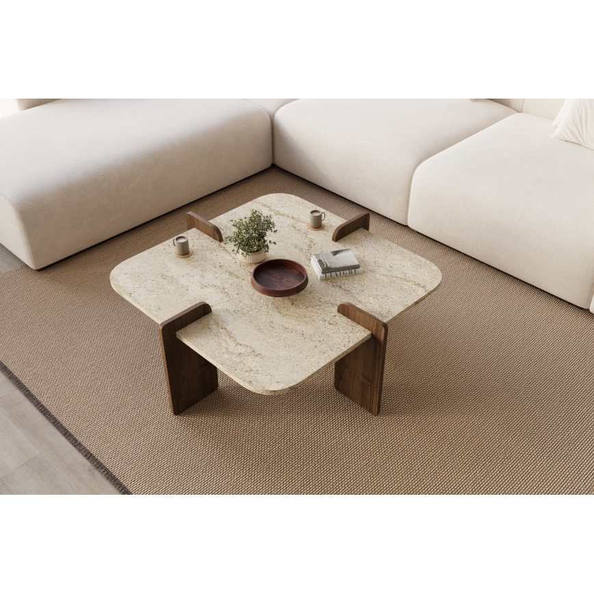 Tavolino da salotto PURO 90x90 cm beige/noce