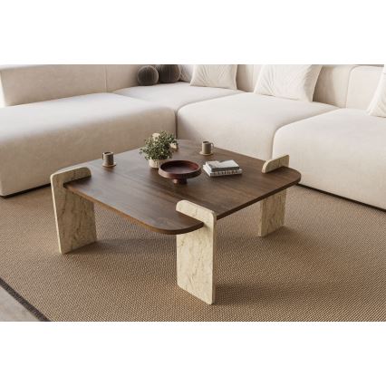 Tavolino da salotto PURO 90x90 cm noce/beige