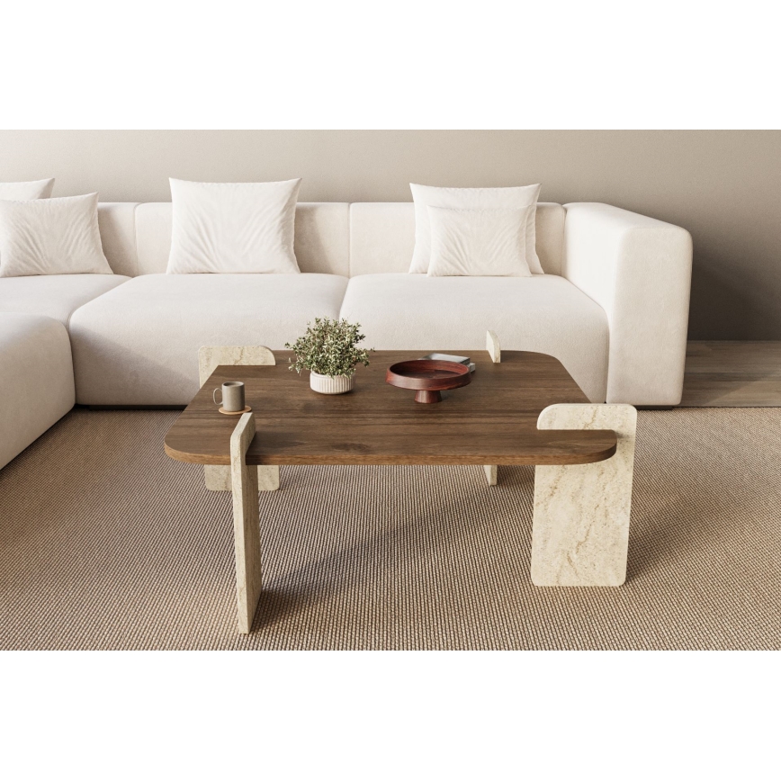 Tavolino da salotto PURO 90x90 cm noce/beige