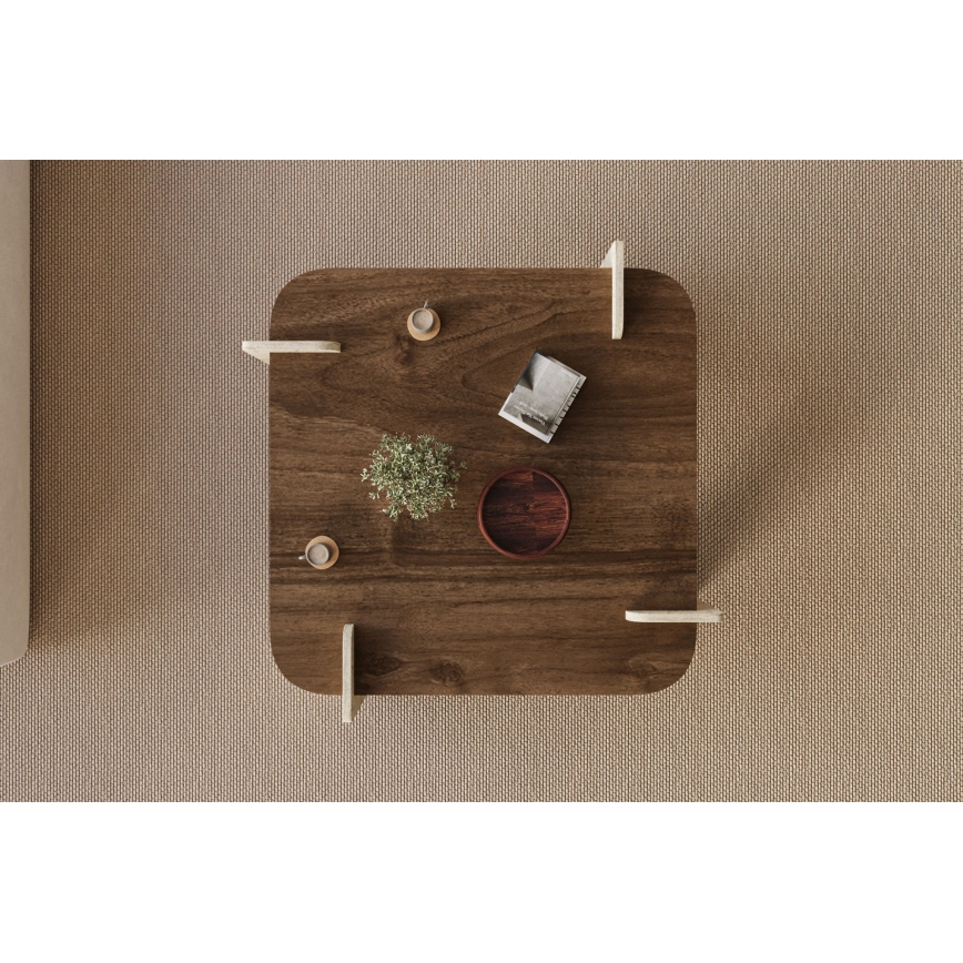 Tavolino da salotto PURO 90x90 cm noce/beige