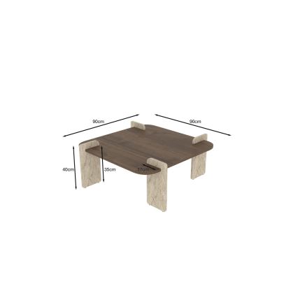 Tavolino da salotto PURO 90x90 cm noce/beige