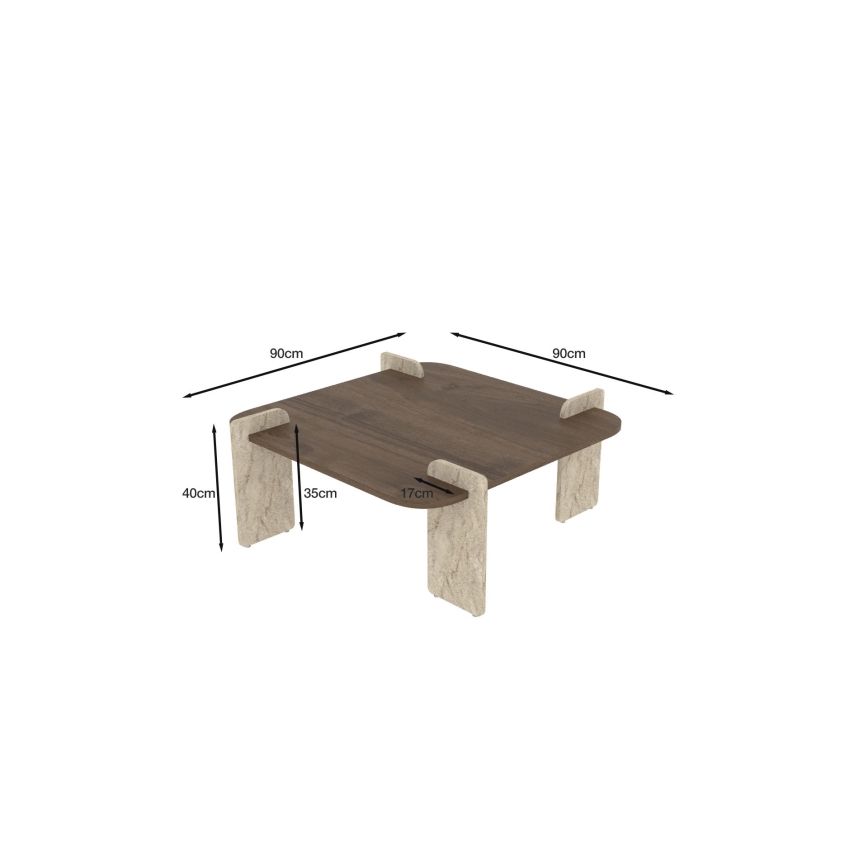 Tavolino da salotto PURO 90x90 cm noce/beige