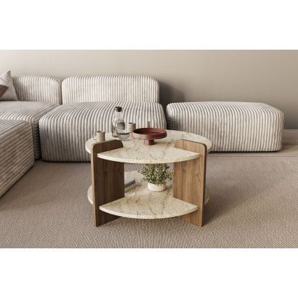 Tavolino da salotto PURO Ø 70 cm beige/noce