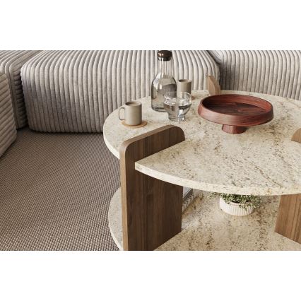 Tavolino da salotto PURO Ø 70 cm beige/noce
