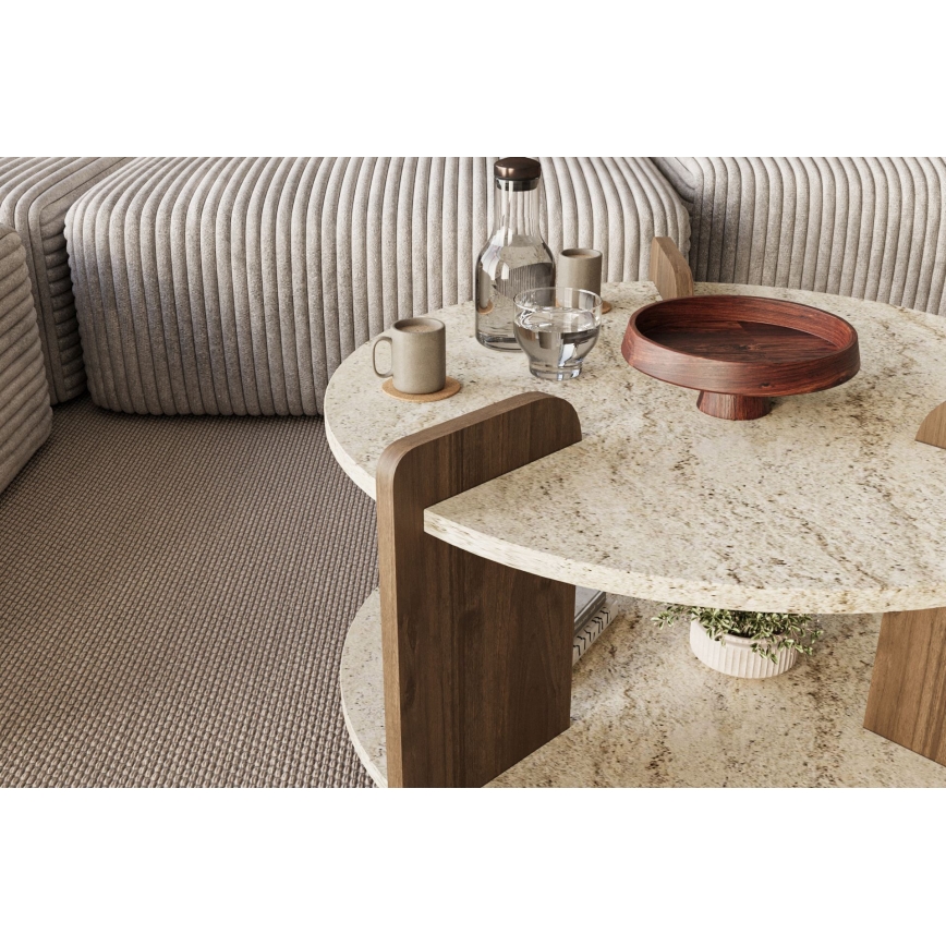 Tavolino da salotto PURO Ø 70 cm beige/noce