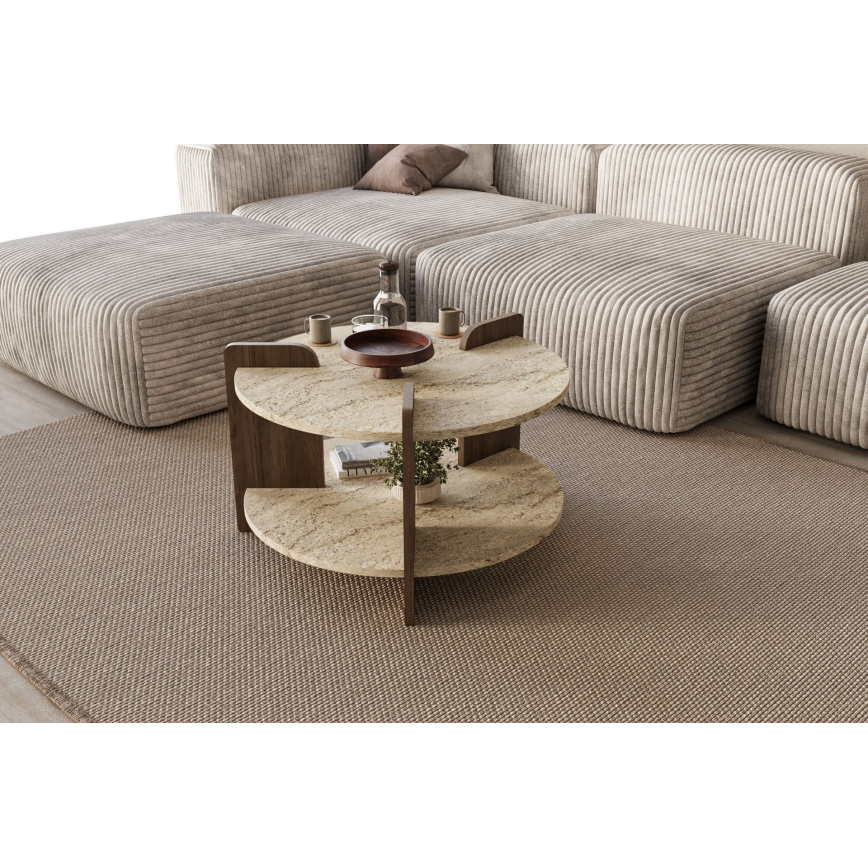 Tavolino da salotto PURO Ø 70 cm beige/noce