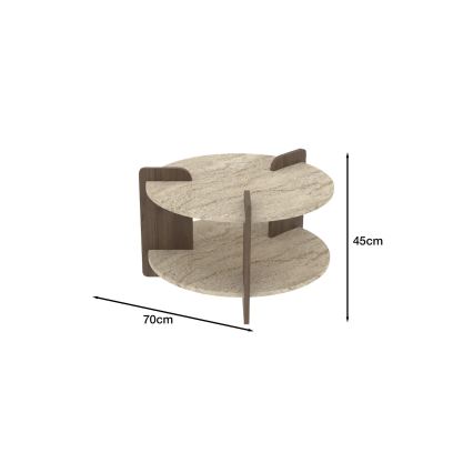 Tavolino da salotto PURO Ø 70 cm beige/noce